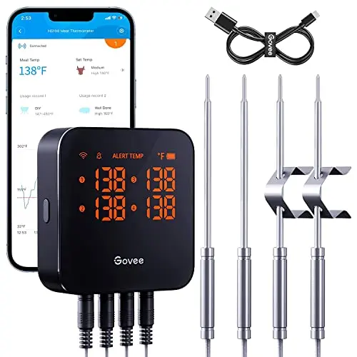 Govee wireless meat thermometer with four color-coded probes