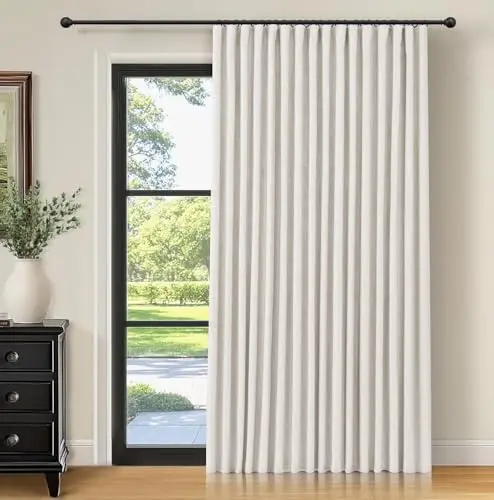INOVADAY beige linen textured thermal curtain for sliding glass door