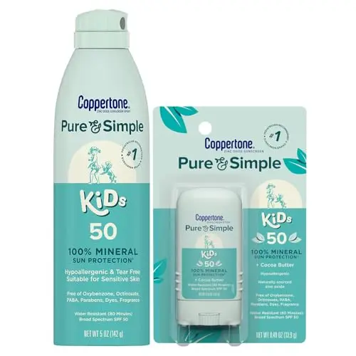 Coppertone Pure and Simple Kids Mineral Sunscreen Spray and Stick bundle