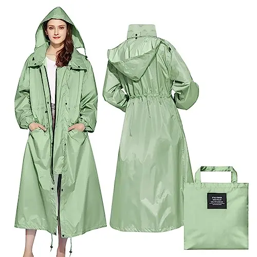 LAMA women's ultra-lightweight long raincoat with polka dot pattern