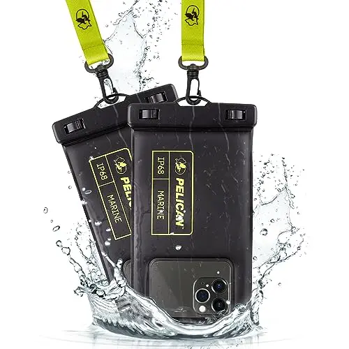 Pelican marine waterproof phone pouch with IP68 rating and lanyard