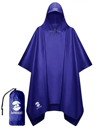 SAPHROSE hooded waterproof rain poncho with adjustable cuffs