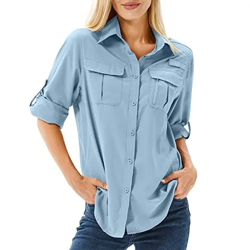 Toumett women's safari-style sun protection shirt with roll-up sleeves and chest pockets