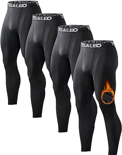 TELALEO thermal compression pants 4-pack for winter running