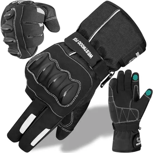 WESTWOOD FOX budget waterproof motorcycle gloves with reflective elements