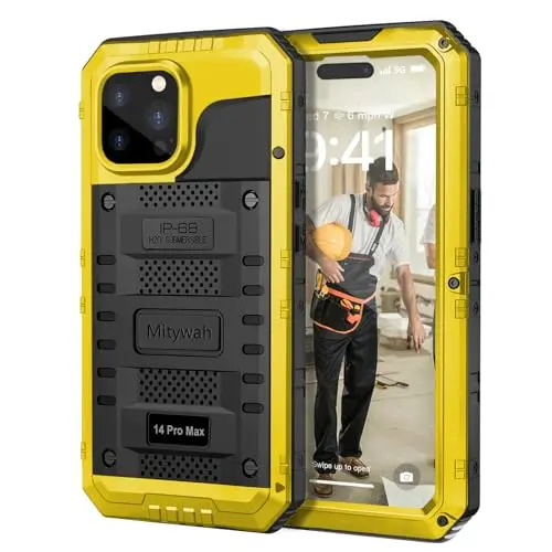 Mitywah heavy-duty waterproof case for iPhone 14 Pro Max with metal elements