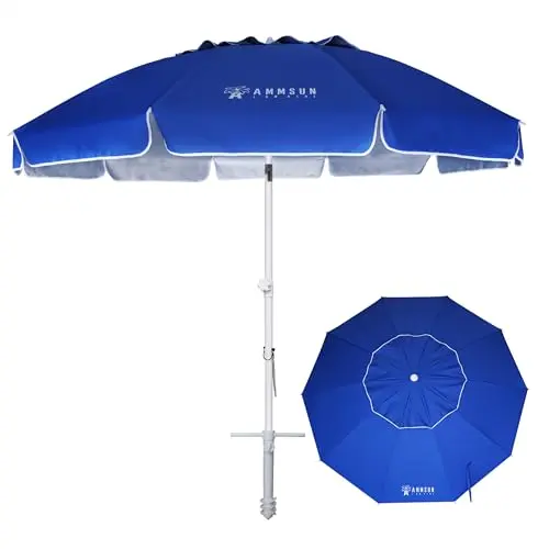 AMMSUN 8ft beach umbrella with sand anchor and vented canopy