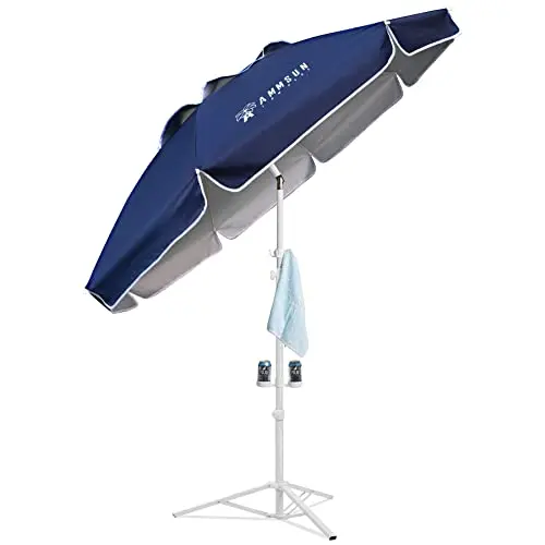 AMMSUN portable shade umbrella with stand in navy blue
