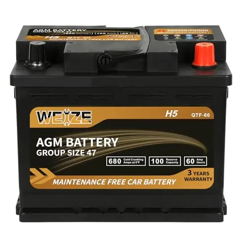 Weize Group 47 AGM car battery for everyday cold weather use