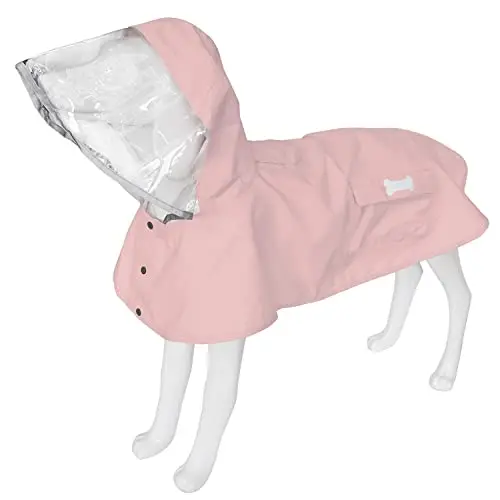 MAMORE Dog Raincoat with Clear Hood in Pink