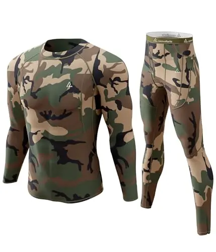 CL convallaria men's thermal underwear with fly design in camo green
