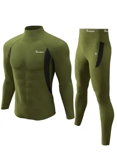 Romision men's fleece-lined thermal underwear set for cold weather