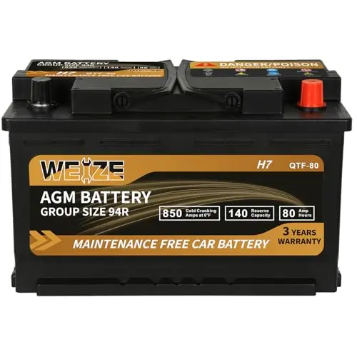 Weize Group 94R AGM car battery with 850 CCA