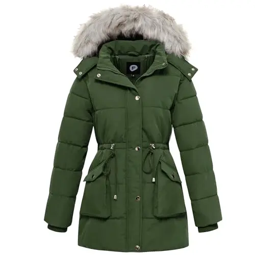 poonyfesh women's waterproof winter coat with removable fur hood