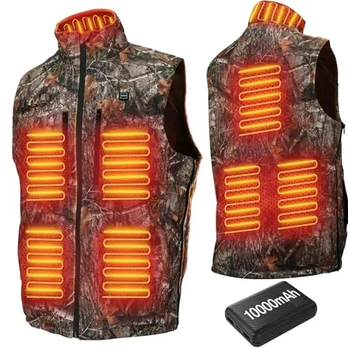 GVDV heated vest in camouflage with adjustable sizing
