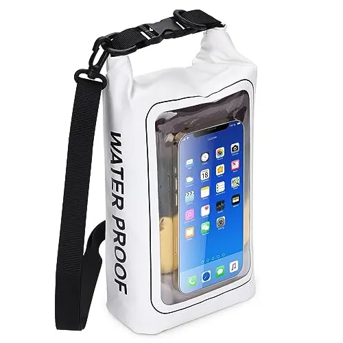TYUTOSEG white roll-top waterproof dry bag with phone pouch