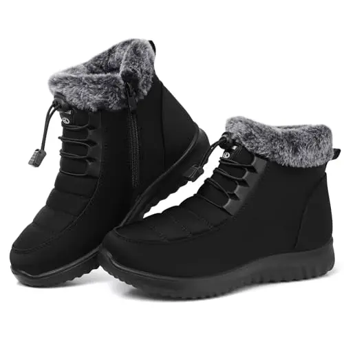 SHIBEVER women's ankle winter boots with faux fur lining