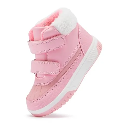 BMCiTYBM pink toddler winter boots with faux fur