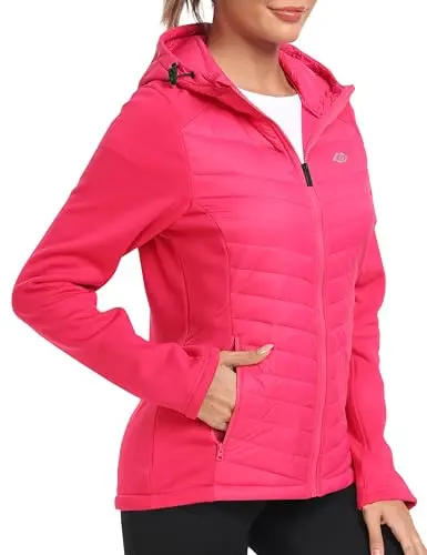 MoFiz women's fleece running jacket in rose red