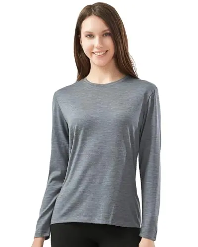 MERIGREENY women's merino wool base layer top