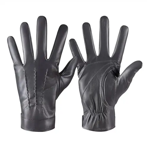 QUKOPSE winter leather driving gloves with cashmere lining