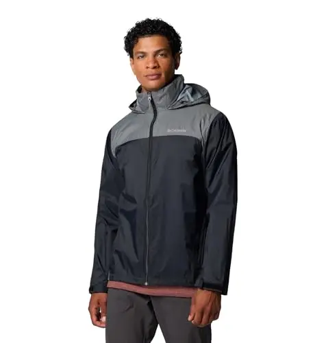 Columbia men's waterproof rain jacket with stow-away hood