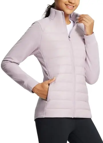 Baleaf women's lightweight hybrid puffer running jacket for winter activities