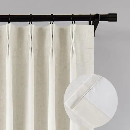 Hillcrest natural pinch pleated thermal insulated blackout curtains