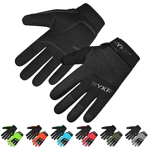BYKR all-weather motorcycle gloves with silicon printing and flexible fit
