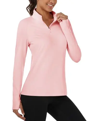 MAGCOMSEN women's quarter zip fleece pullover for winter running