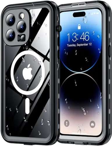 Red2Fire MagSafe compatible waterproof case for iPhone 14 Pro Max with clear design