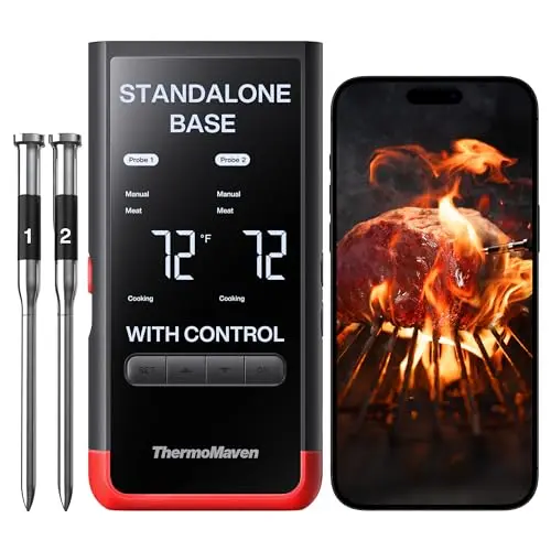 ThermoMaven P2 wireless meat thermometer with red accents