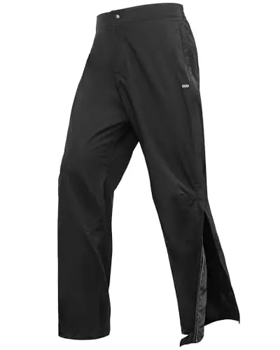 33,000ft men's full zip rain pants with side zippers and reflective strips