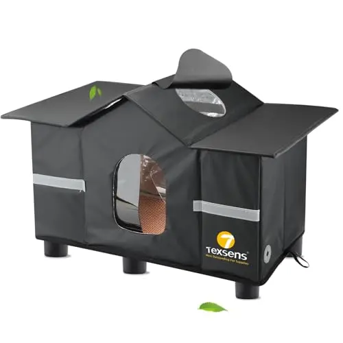 TEXSENS weatherproof cat house with observation roof window