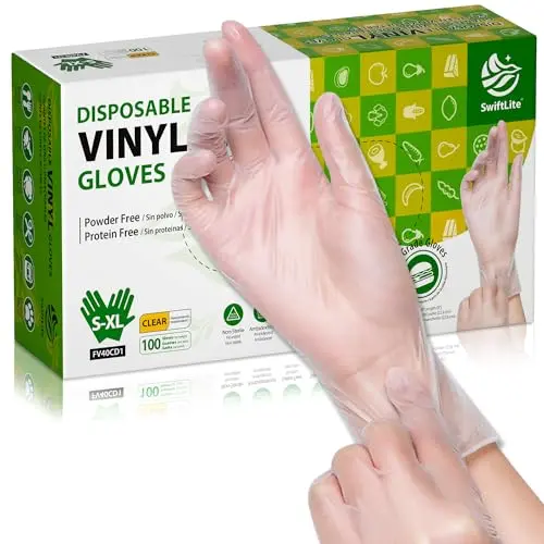 SWIFTLITE clear vinyl disposable gloves for cooking and household tasks