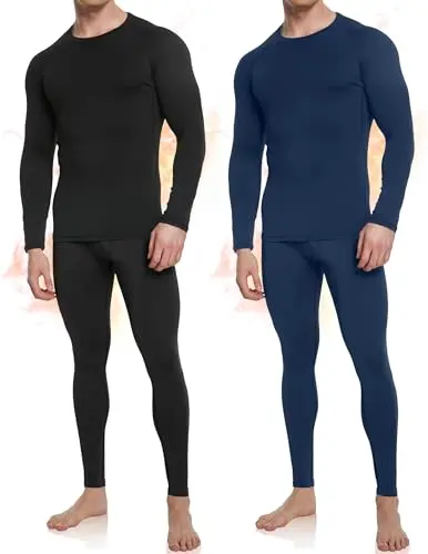 OYGSIEG men's thermal underwear set with fleece-lined interior and four-way stretch