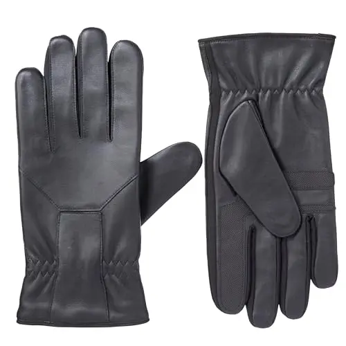 Isotoner water repellent leather gloves for men