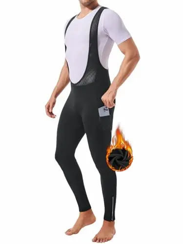 QUALIDYNE men's cycling bib tights with fleece lining and 4D padding