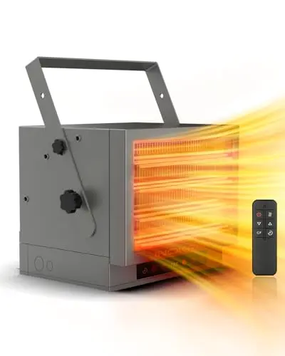 InoKraft 7500W Garage Heater mounted on ceiling with digital display