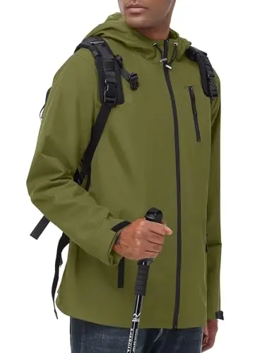 AVOOGUE waterproof rain jacket with mesh lining and multiple pockets