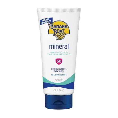 Banana Boat Mineral Sunscreen lotion tube with fast-absorbing formula