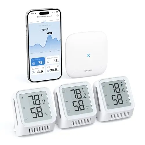 X-Sense WiFi hygrometer thermometer with base station and multiple sensors