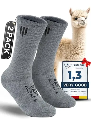 Juclise men's thermal alpaca crew socks in light gray