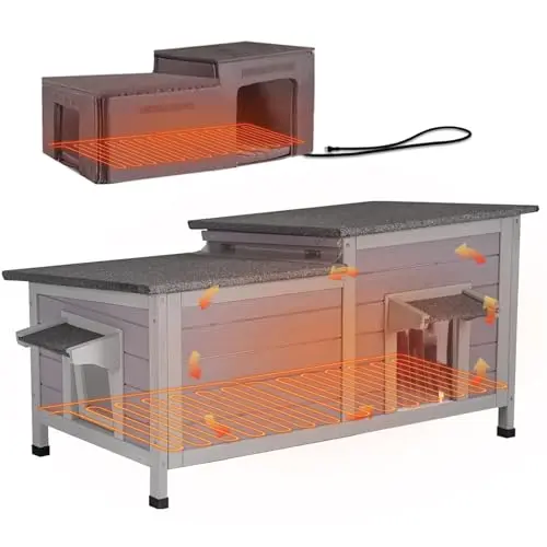AIVITUVIN heated outdoor cat house with insulated liner and escape door