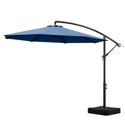 OLILAWN 10ft round cantilever umbrella with included base and sturdy construction