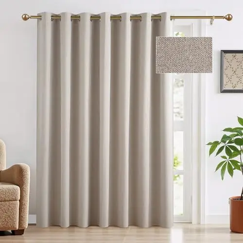 RYB HOME linen thermal blackout curtain for sliding glass door