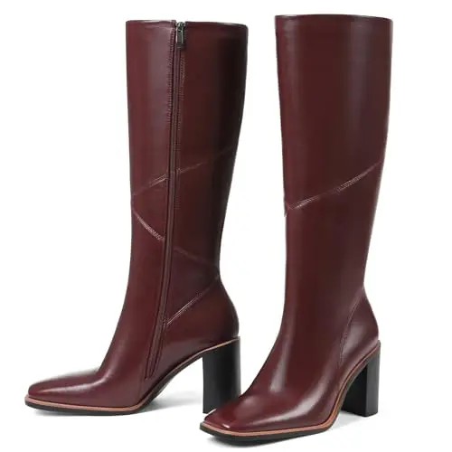 Grakihily knee high waterproof boots with wide calf design and chunky heel