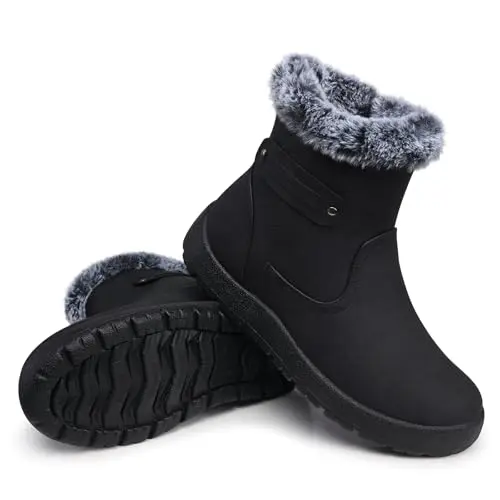 SHIBEVER women's winter snow boots with fur lining and anti-slip sole