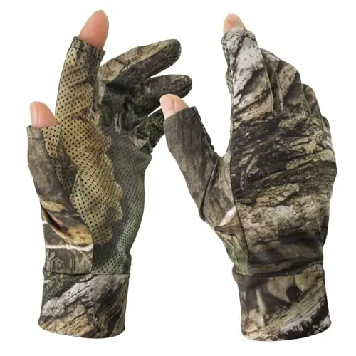Avizon fingerless camouflage hunting gloves with silicone grip