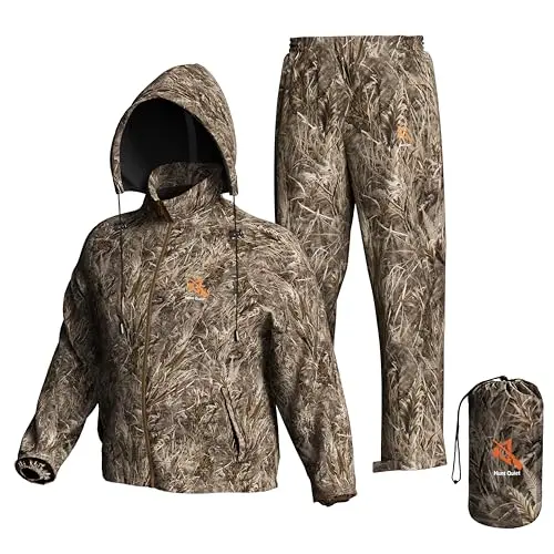 Hunt Quiet camo rain suit with advanced breathability technology